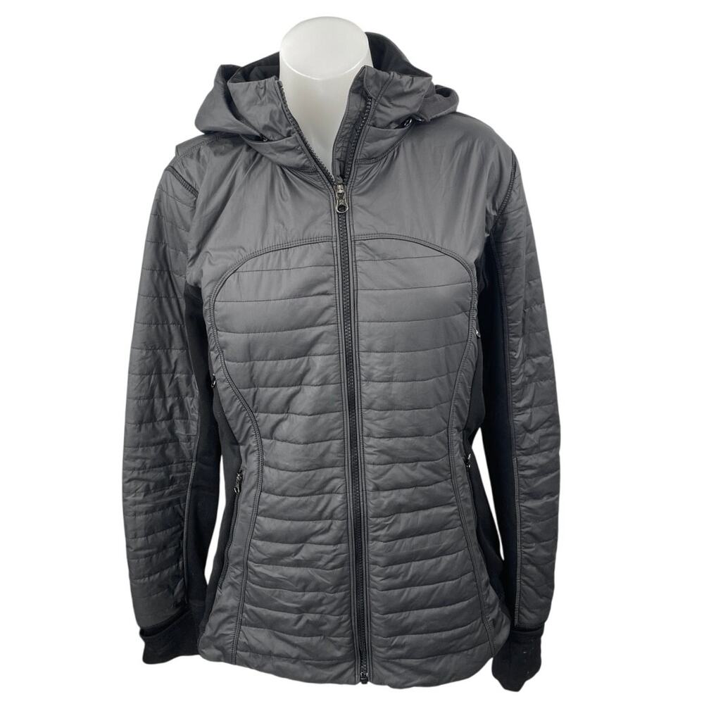 Lululemon First Mile Women's Black Full Zip Hooded Hoodie Puffer Coat Jacket 4